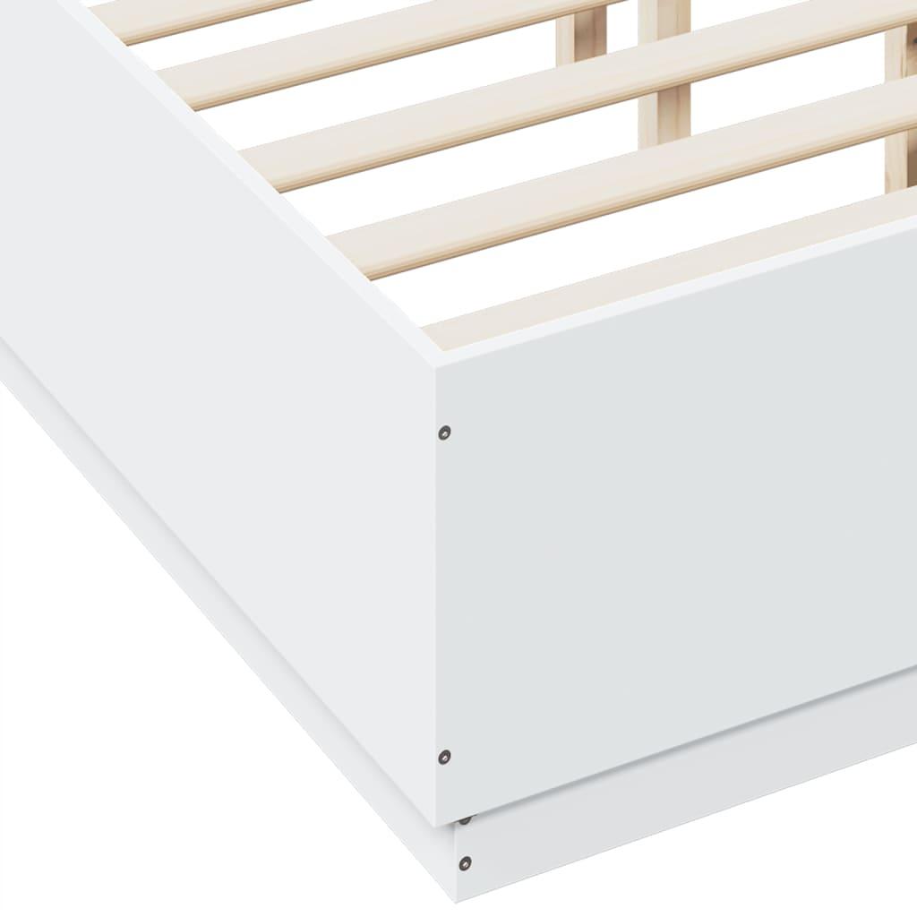 Bed Frame with LED without Mattress White 135x190 cm