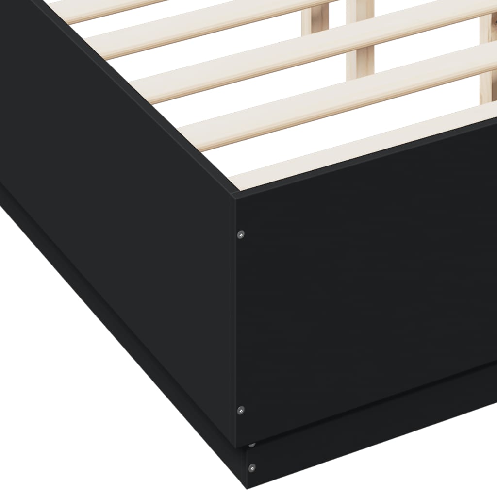 Bed Frame with LED without Mattress Black 135x190 cm