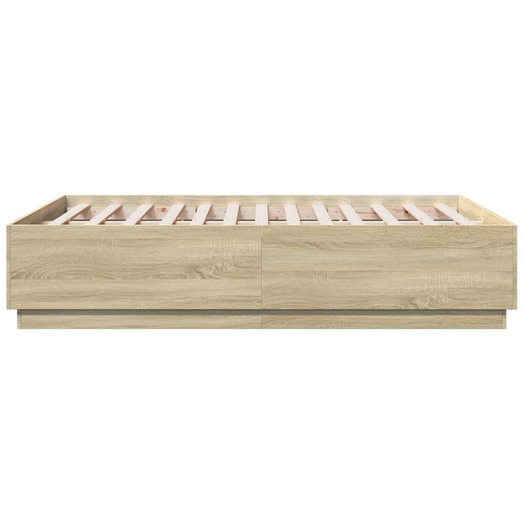 Bed Frame with LED without Mattress Sonoma Oak 135x190 cm