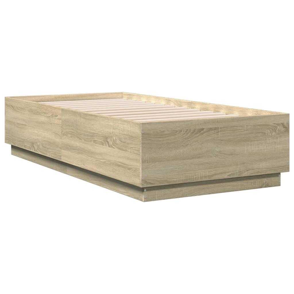 Bed Frame with LED without Mattress Sonoma Oak 90x190 cm