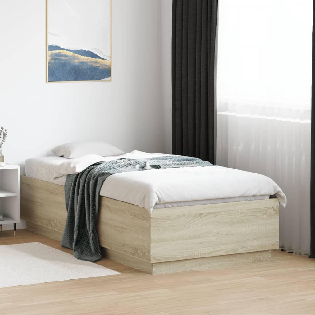 Bed Frame with LED without Mattress Sonoma Oak 90x190 cm