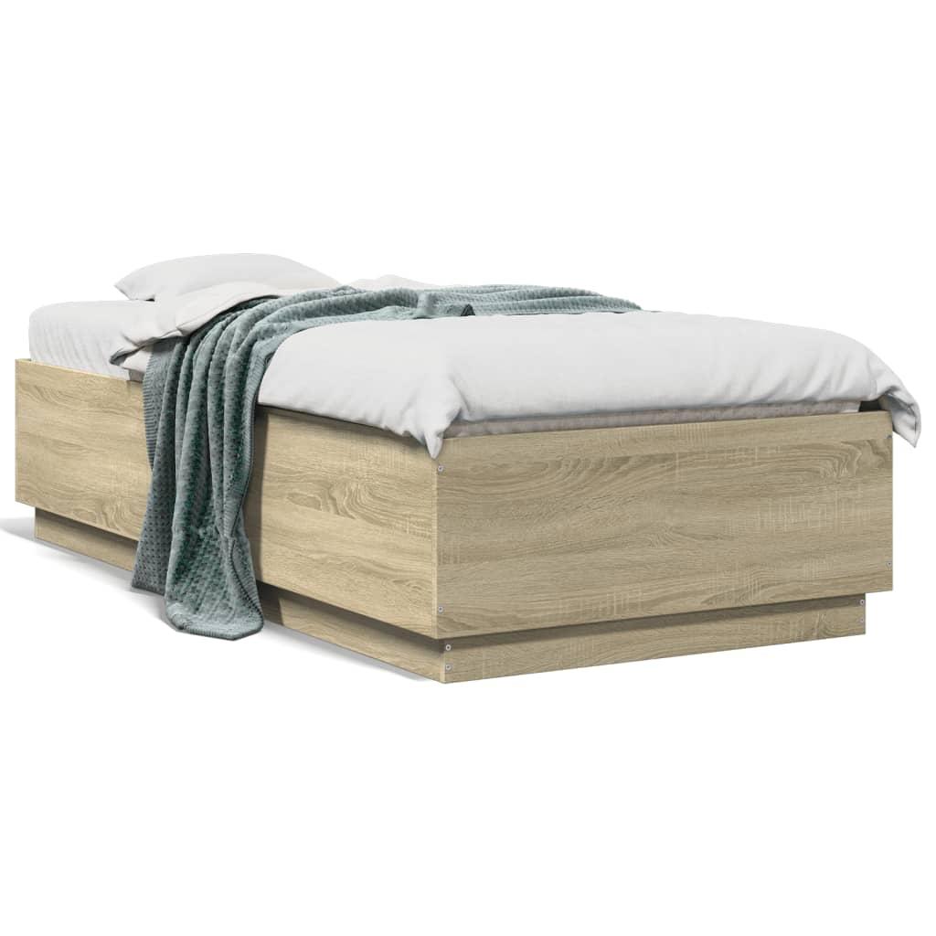 Bed Frame with LED without Mattress Sonoma Oak 90x190 cm