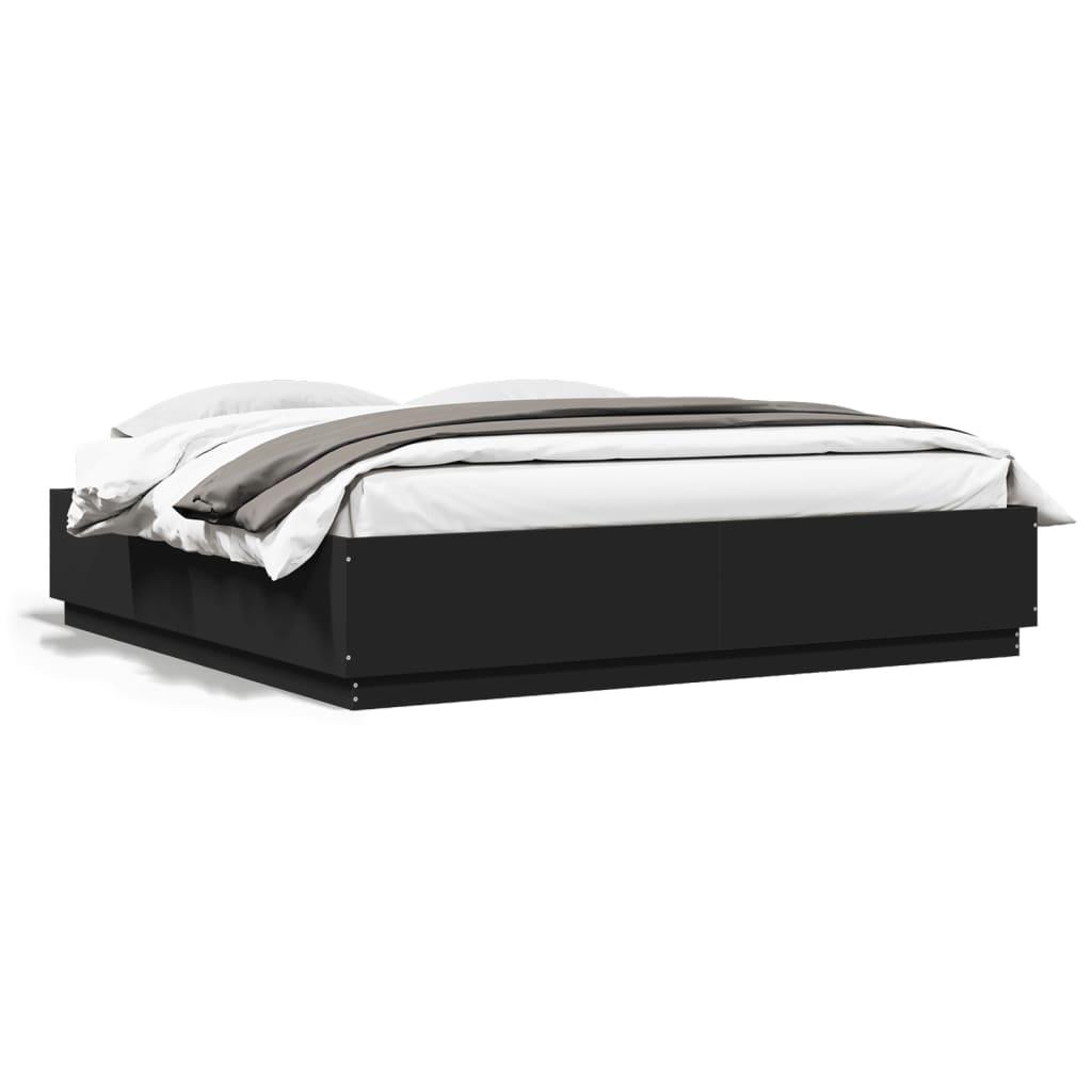 Bed Frame without Mattress Black 183x203 cm King