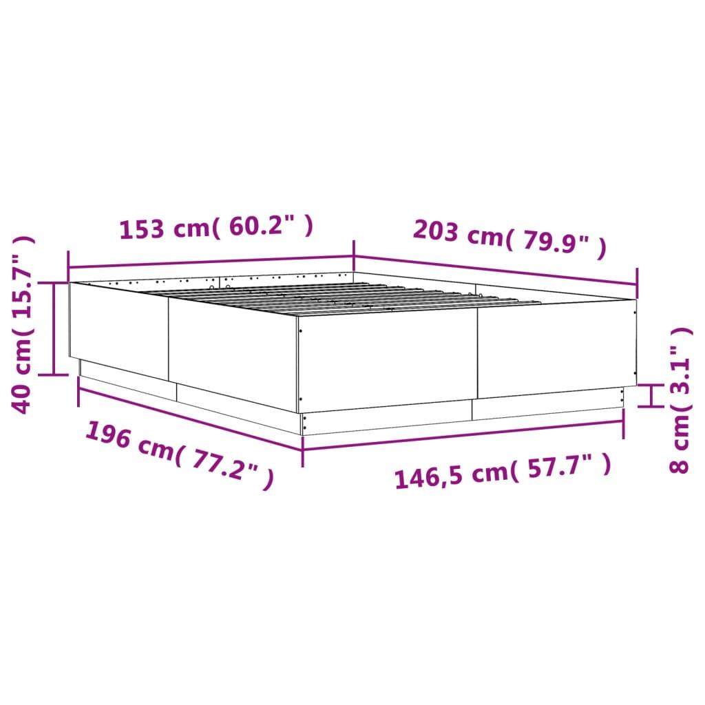 Bed Frame without Mattress Black 150x200 cm