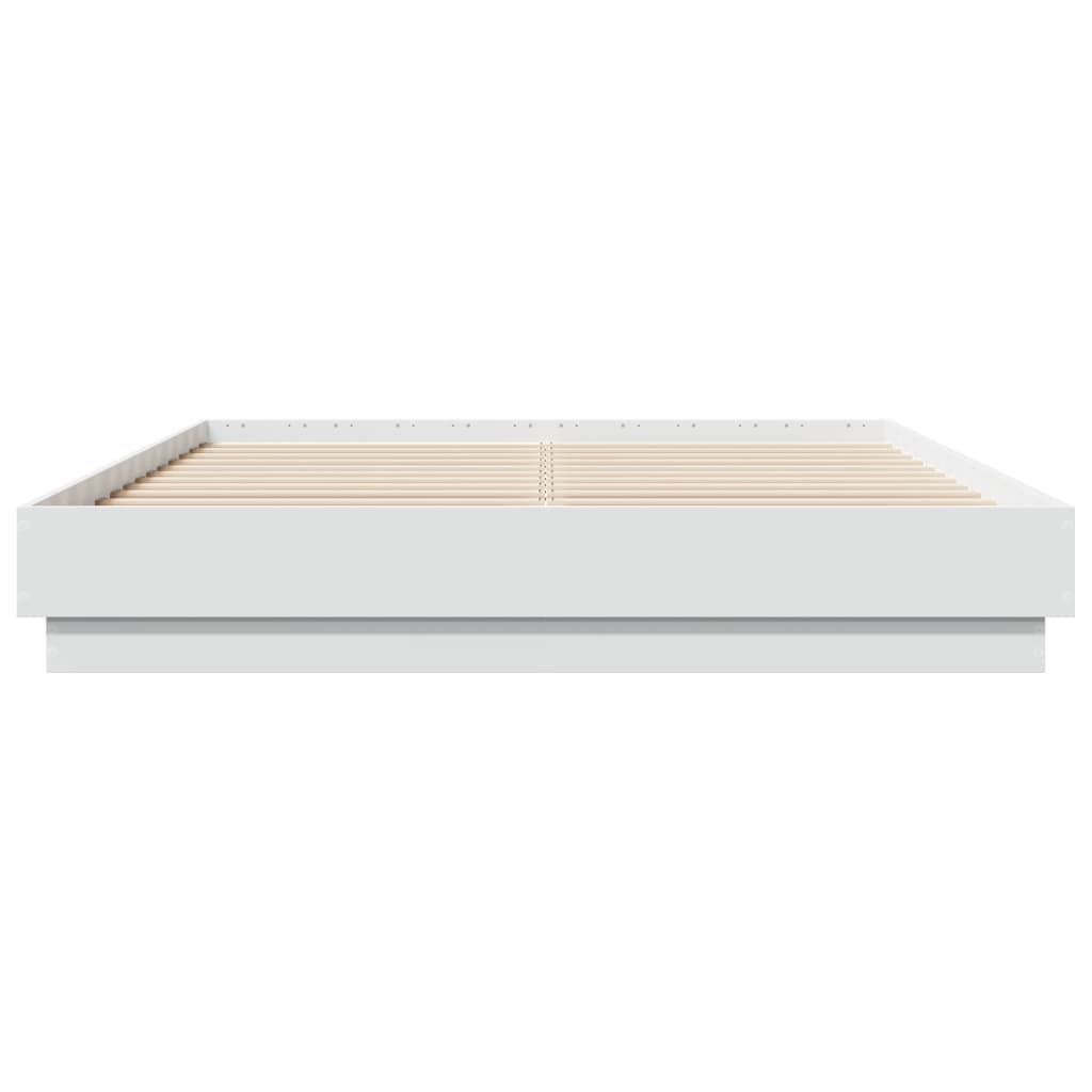 Bed Frame with LED without Mattress White 150x200 cm