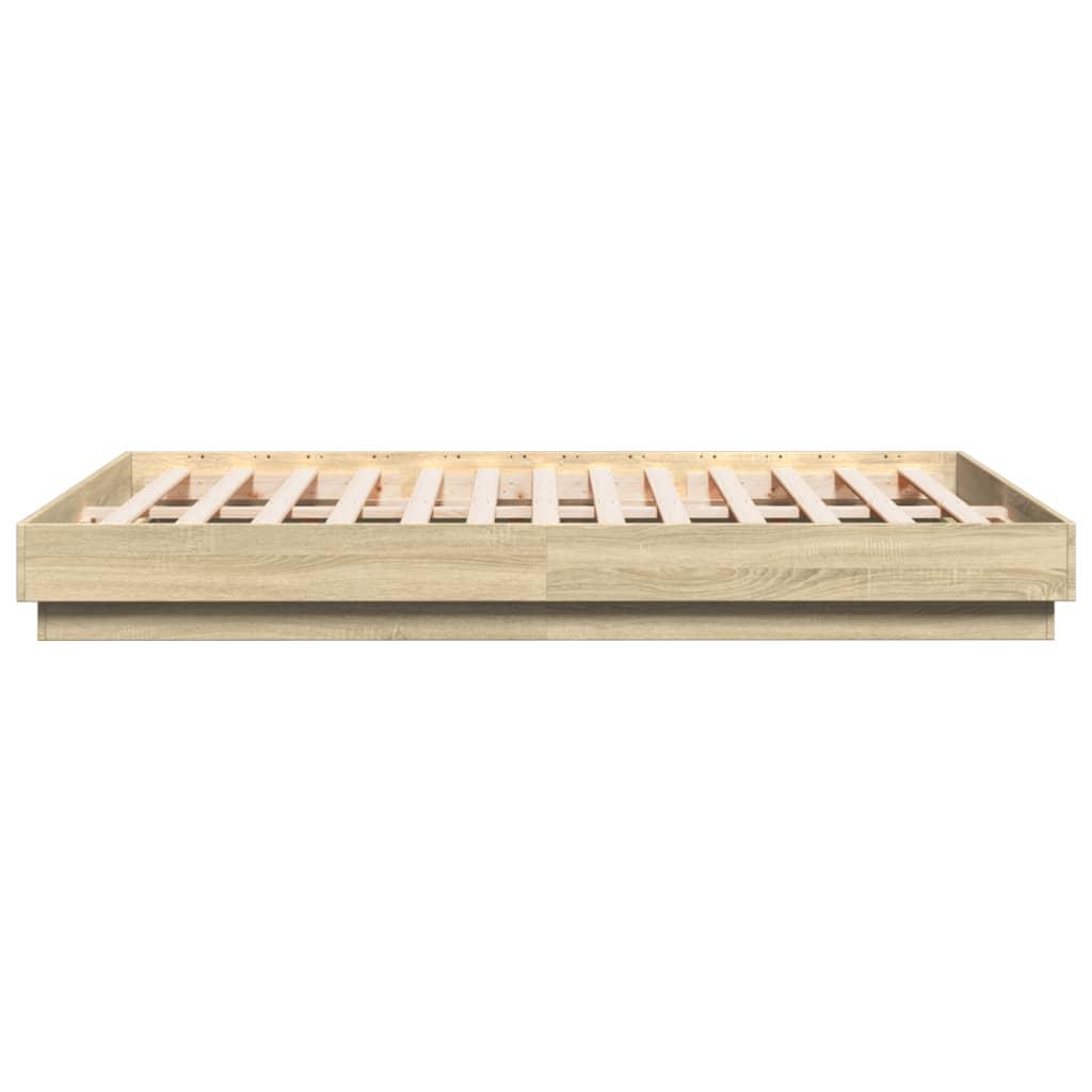 Bed Frame with LED without Mattress Sonoma Oak 150x200 cm