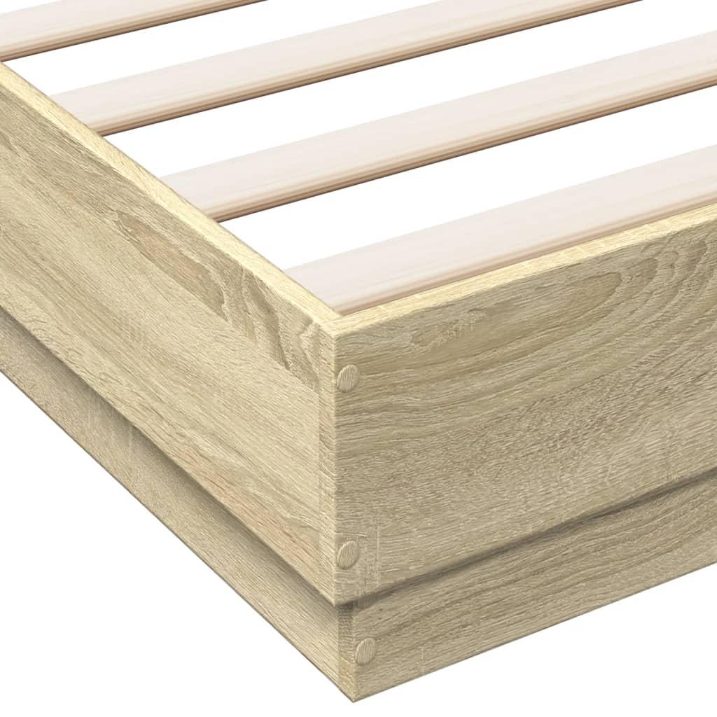 Bed Frame with LED without Mattress Sonoma Oak 135x190 cm