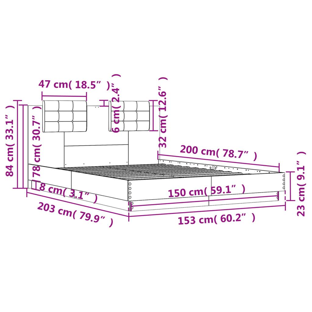 Bed Frame without Mattress White 150x200 cm