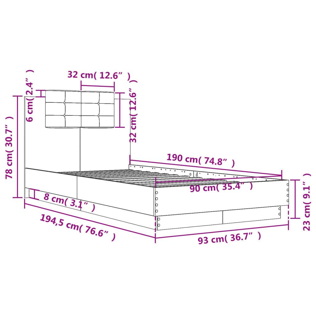 Bed Frame without Mattress White 90x190 cm