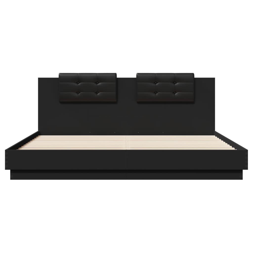 Bed Frame with LED without Mattress Black 183x203 cm King