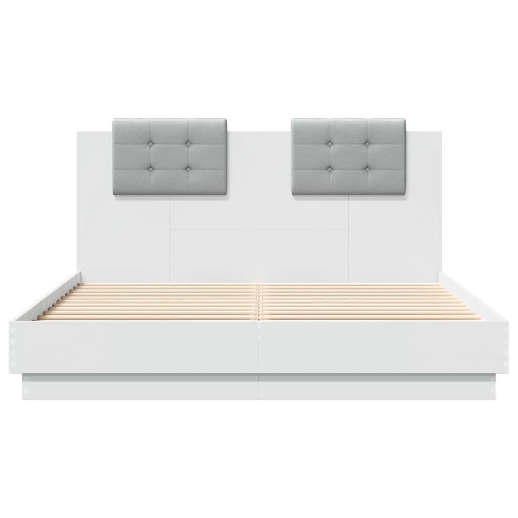 Bed Frame with LED without Mattress White 150x200 cm