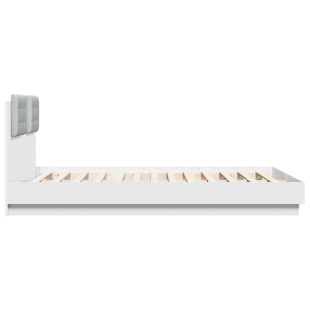 Bed Frame with LED without Mattress White 150x200 cm