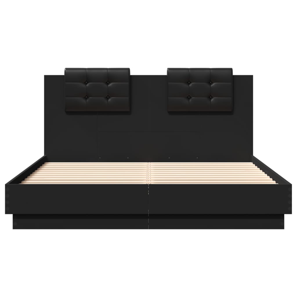Bed Frame with LED without Mattress Black 150x200 cm