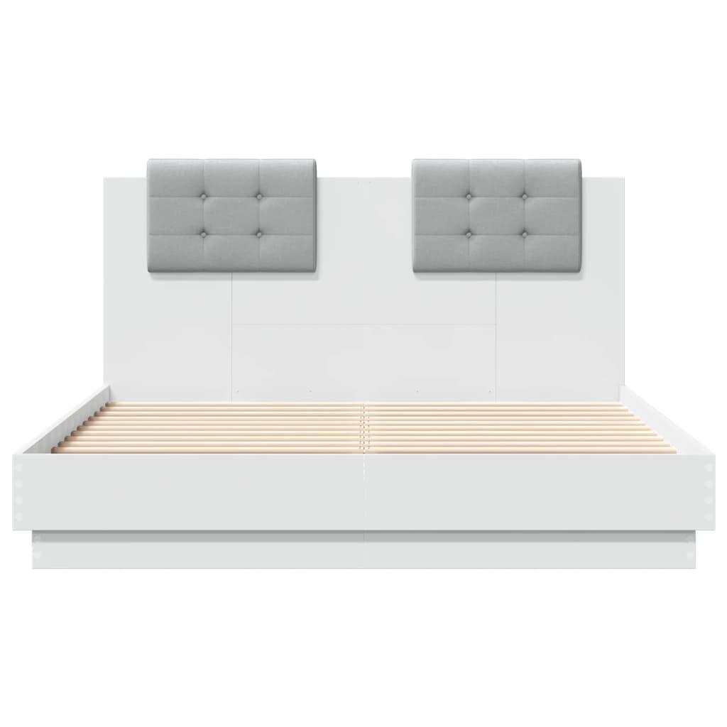 Bed Frame with LED without Mattress White 135x190 cm