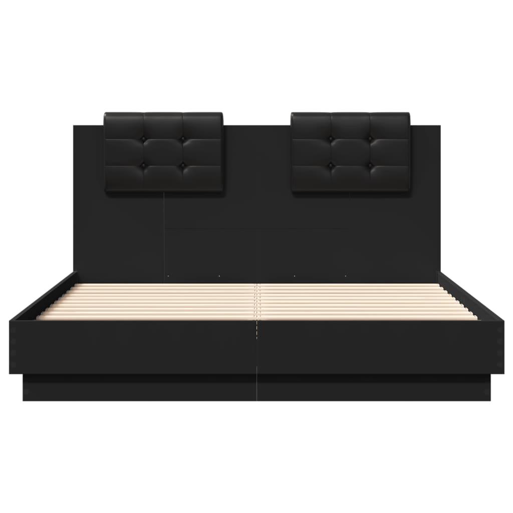 Bed Frame with LED without Mattress Black 135x190 cm