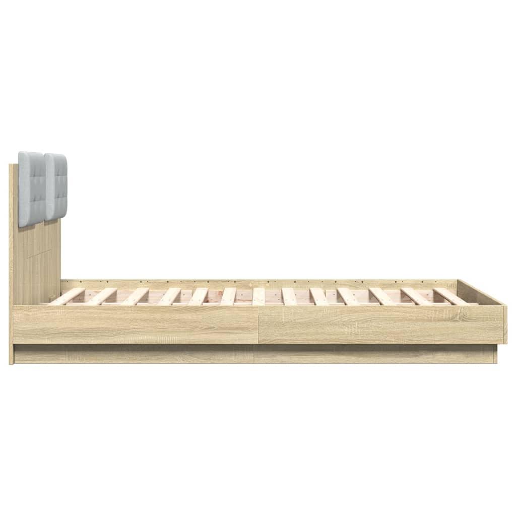 Bed Frame with LED without Mattress Sonoma Oak 135x190 cm