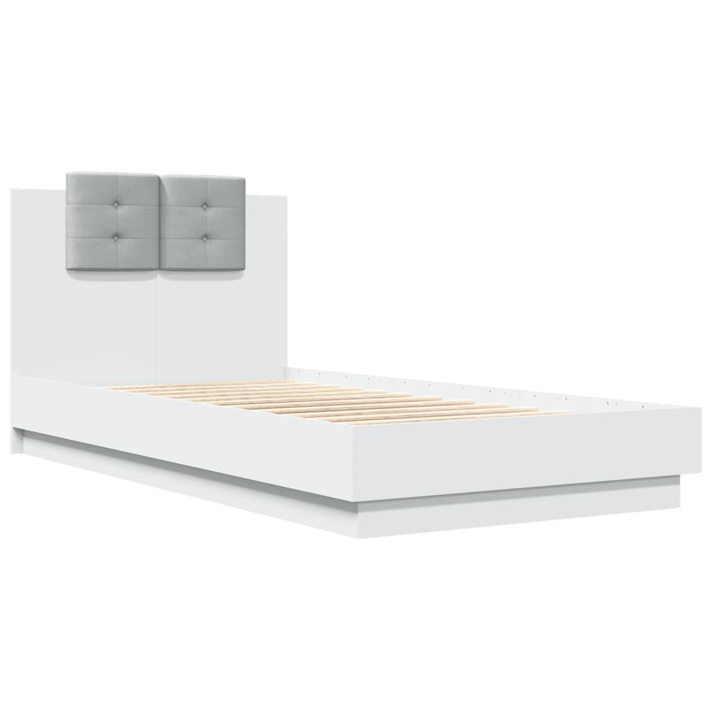 Bed Frame with LED without Mattress White 90x190 cm