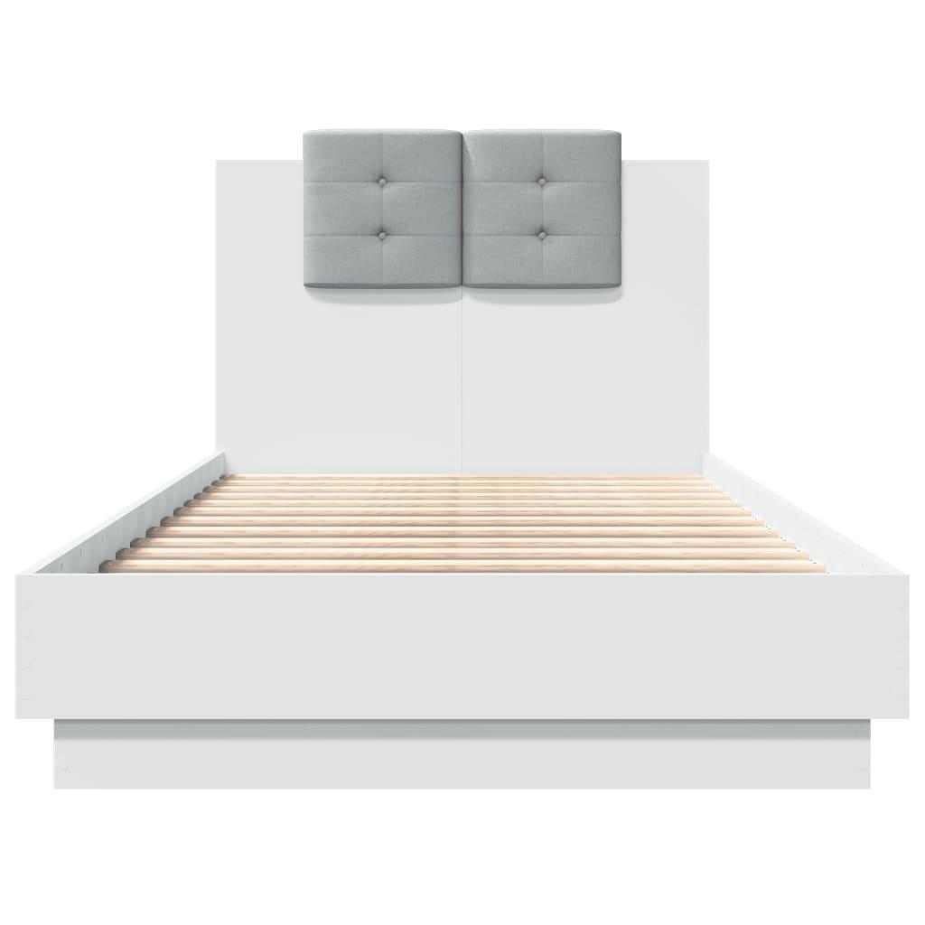 Bed Frame with LED without Mattress White 90x190 cm