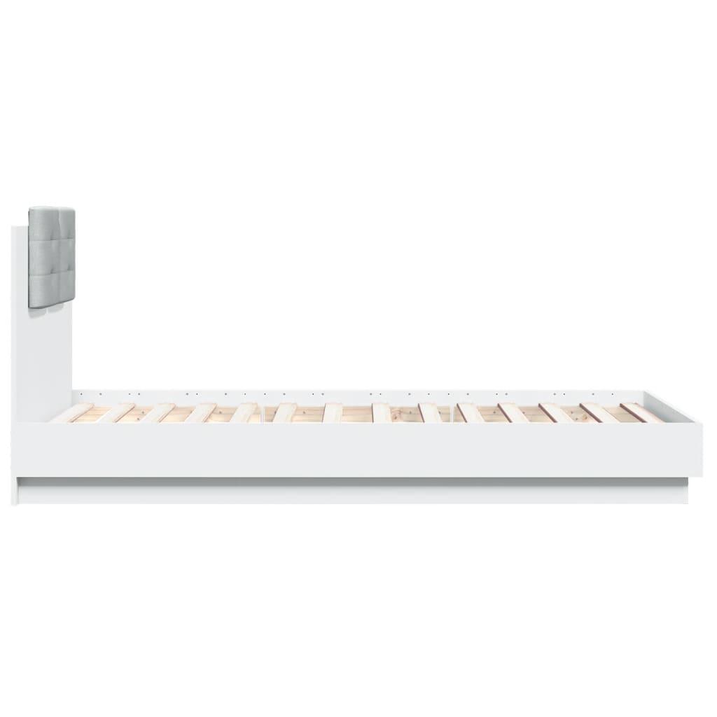 Bed Frame with LED without Mattress White 90x190 cm