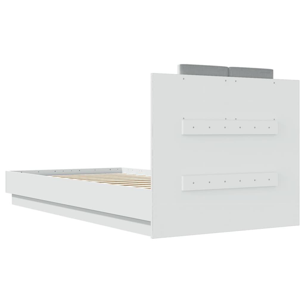 Bed Frame with LED without Mattress White 90x190 cm