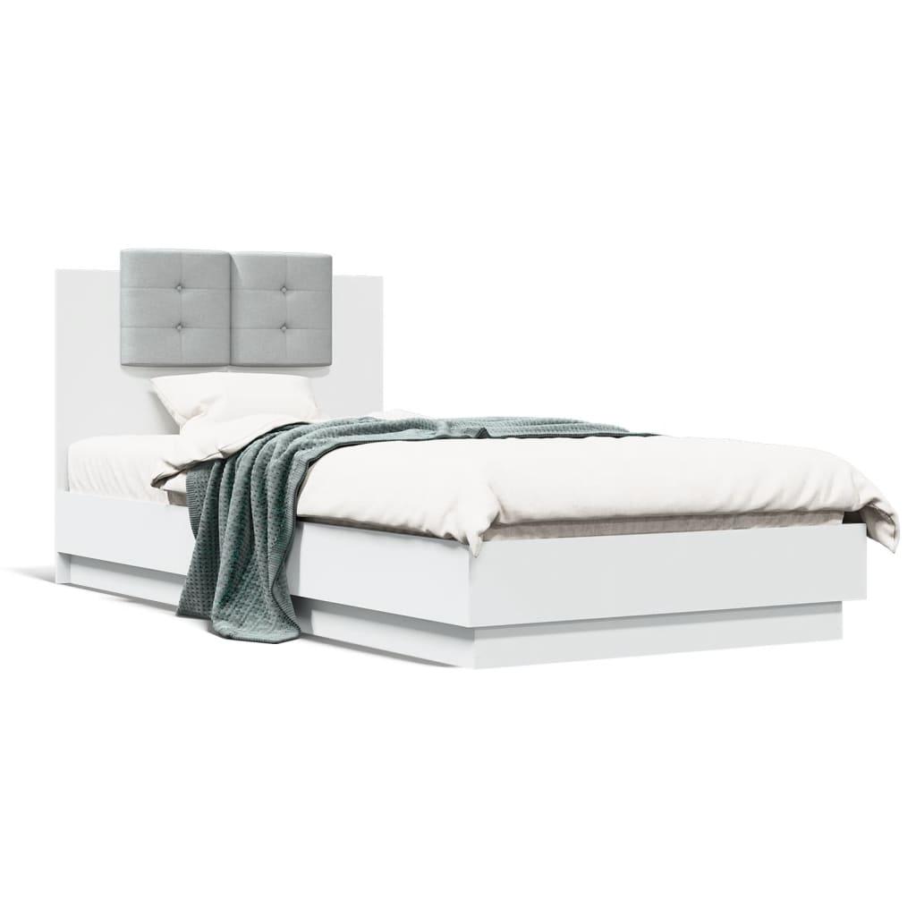 Bed Frame with LED without Mattress White 90x190 cm