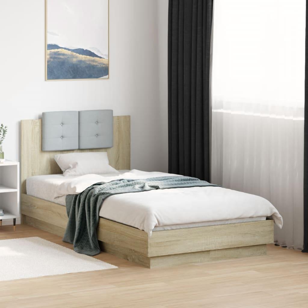 Bed Frame with LED without Mattress Sonoma Oak 90x190 cm