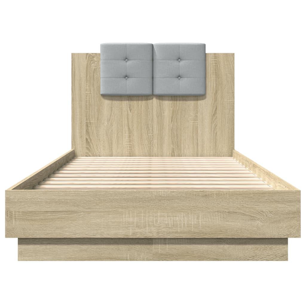 Bed Frame with LED without Mattress Sonoma Oak 90x190 cm