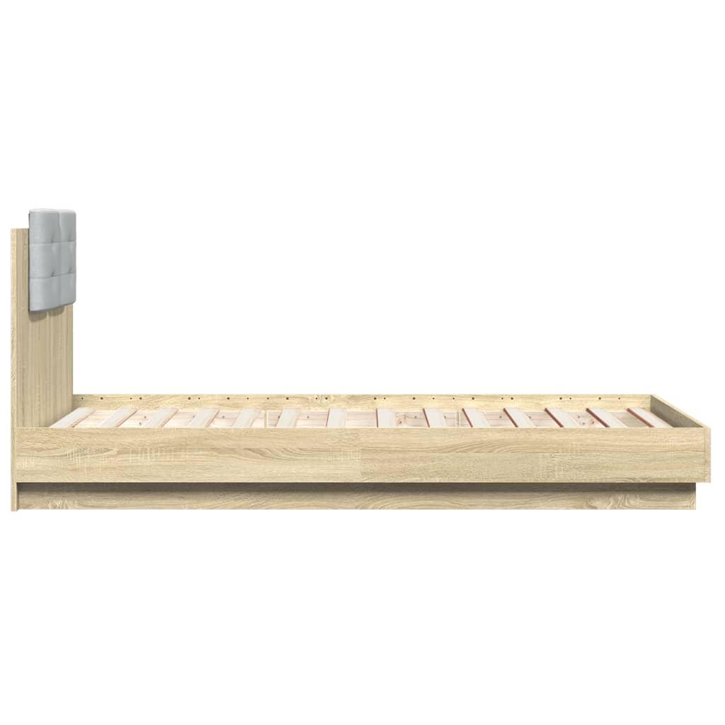 Bed Frame with LED without Mattress Sonoma Oak 90x190 cm