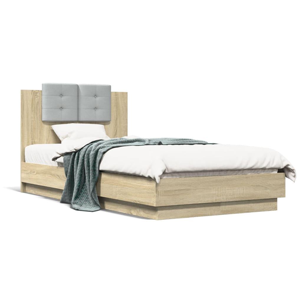 Bed Frame with LED without Mattress Sonoma Oak 90x190 cm