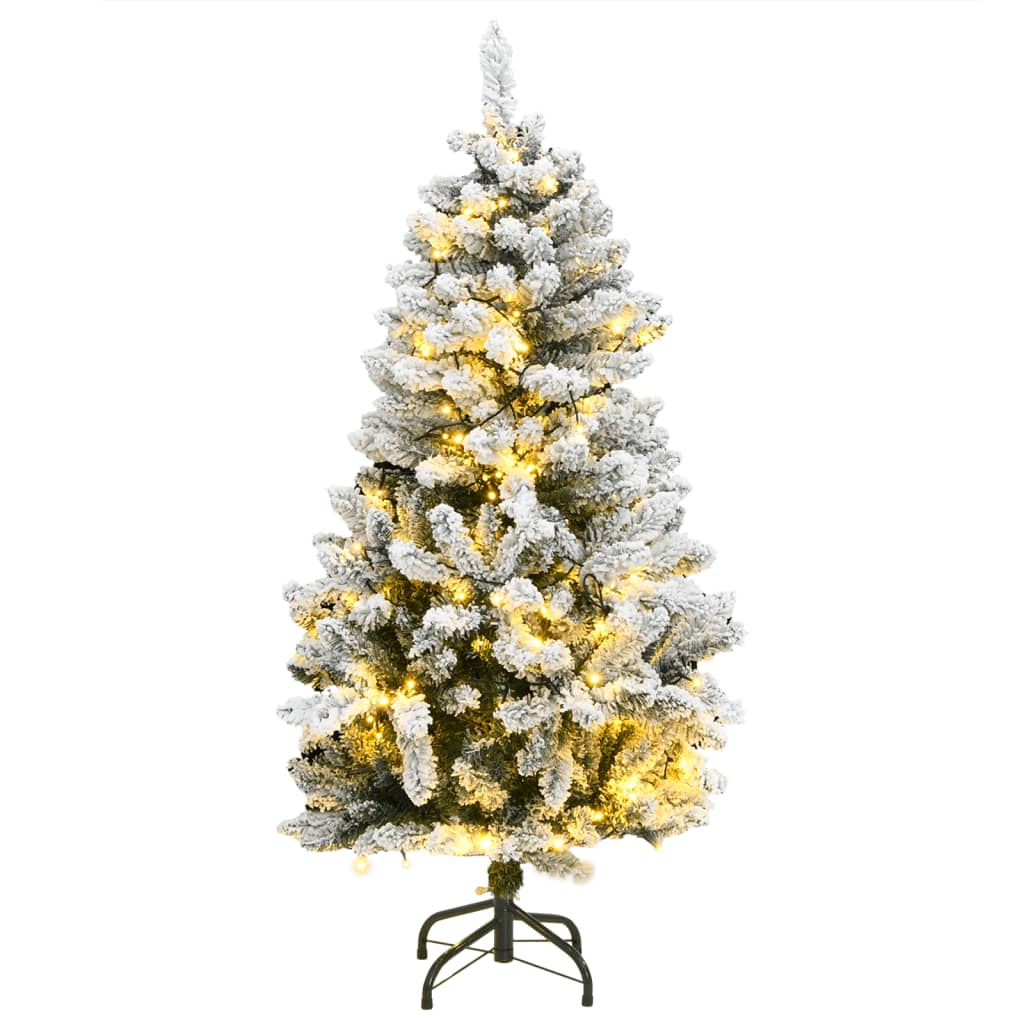 Artificial Hinged Christmas Tree 150 LEDs &amp; Flocked Snow 150 cm
