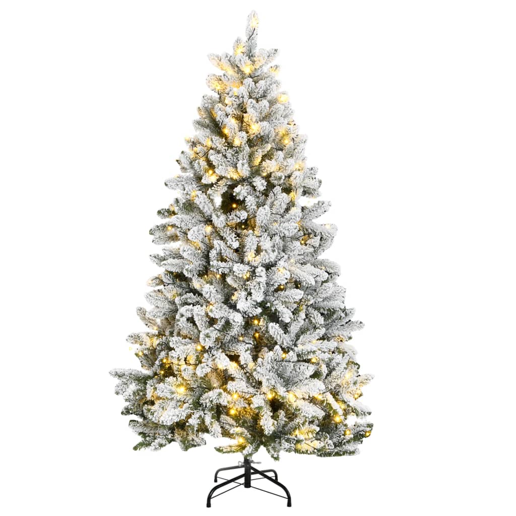 Artificial Hinged Christmas Tree 300 LEDs &amp; Flocked Snow 180 cm