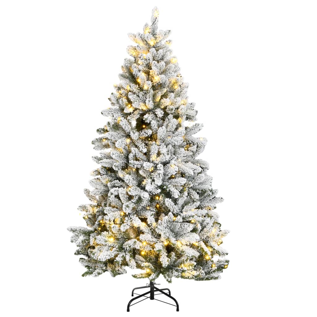 Artificial Hinged Christmas Tree 300 LEDs &amp; Flocked Snow 210 cm