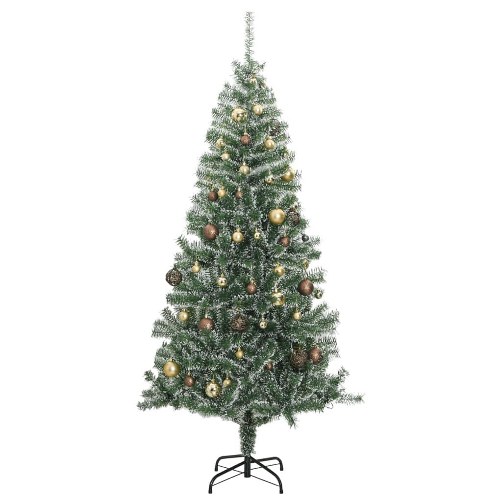 Artificial Christmas Tree with 300 LEDs&Ball Set&Flocked Snow 180 cm