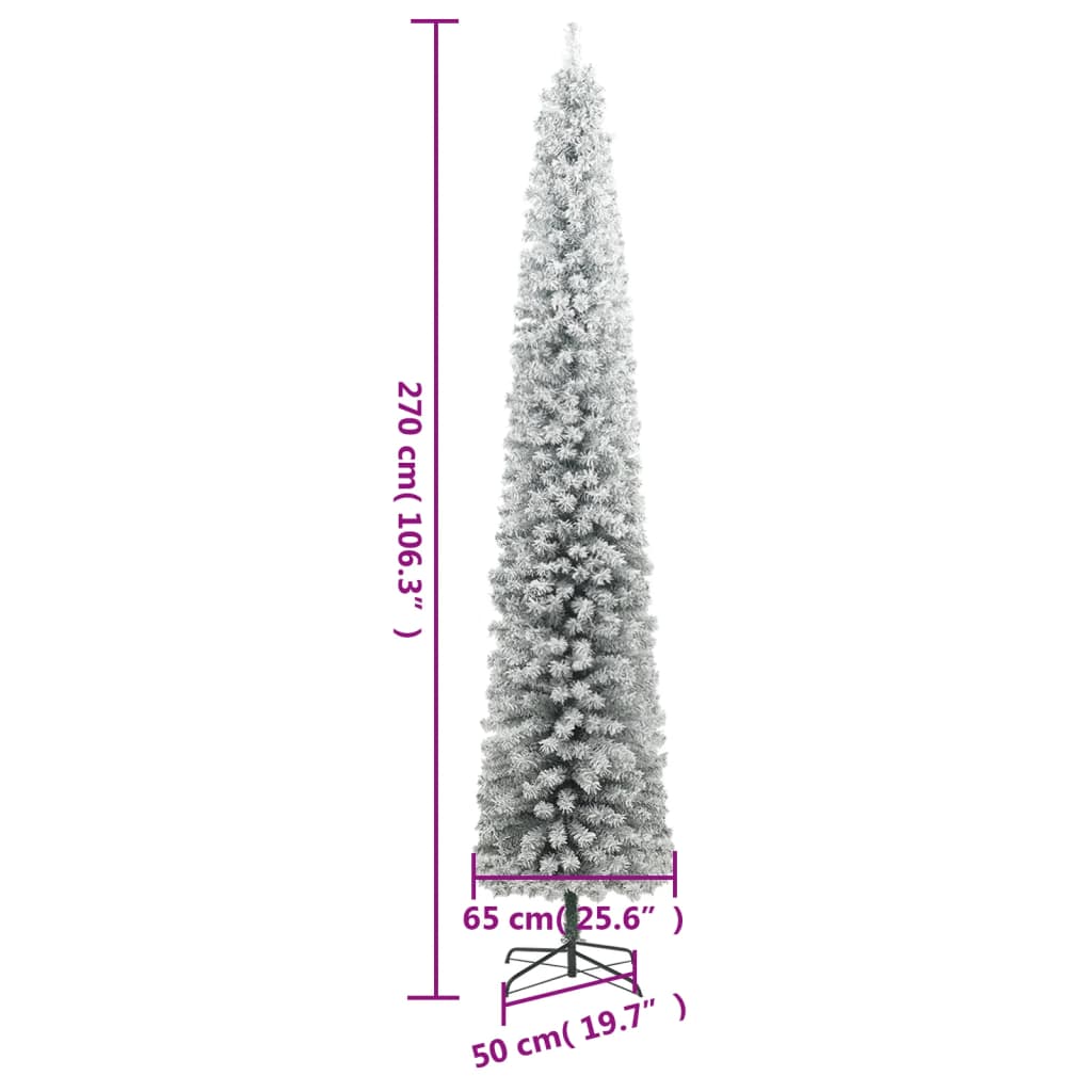 Slim Christmas Tree 300 LEDs & Flocked Snow 270 cm