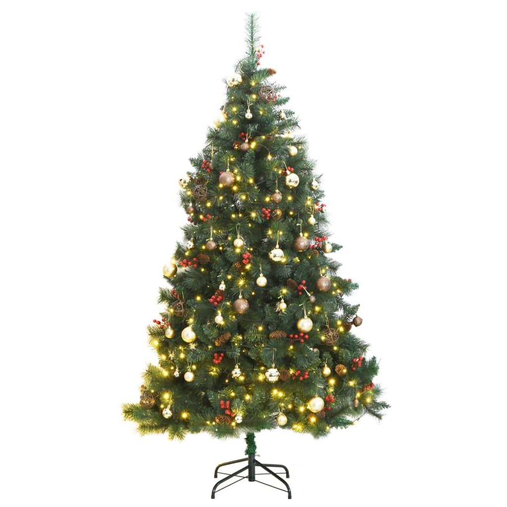 Artificial Hinged Christmas Tree with 300 LEDs &amp; Ball Set 180 cm