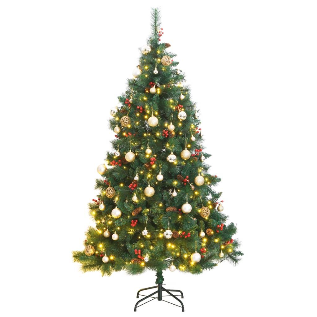 Artificial Hinged Christmas Tree with 300 LEDs &amp; Ball Set 180 cm