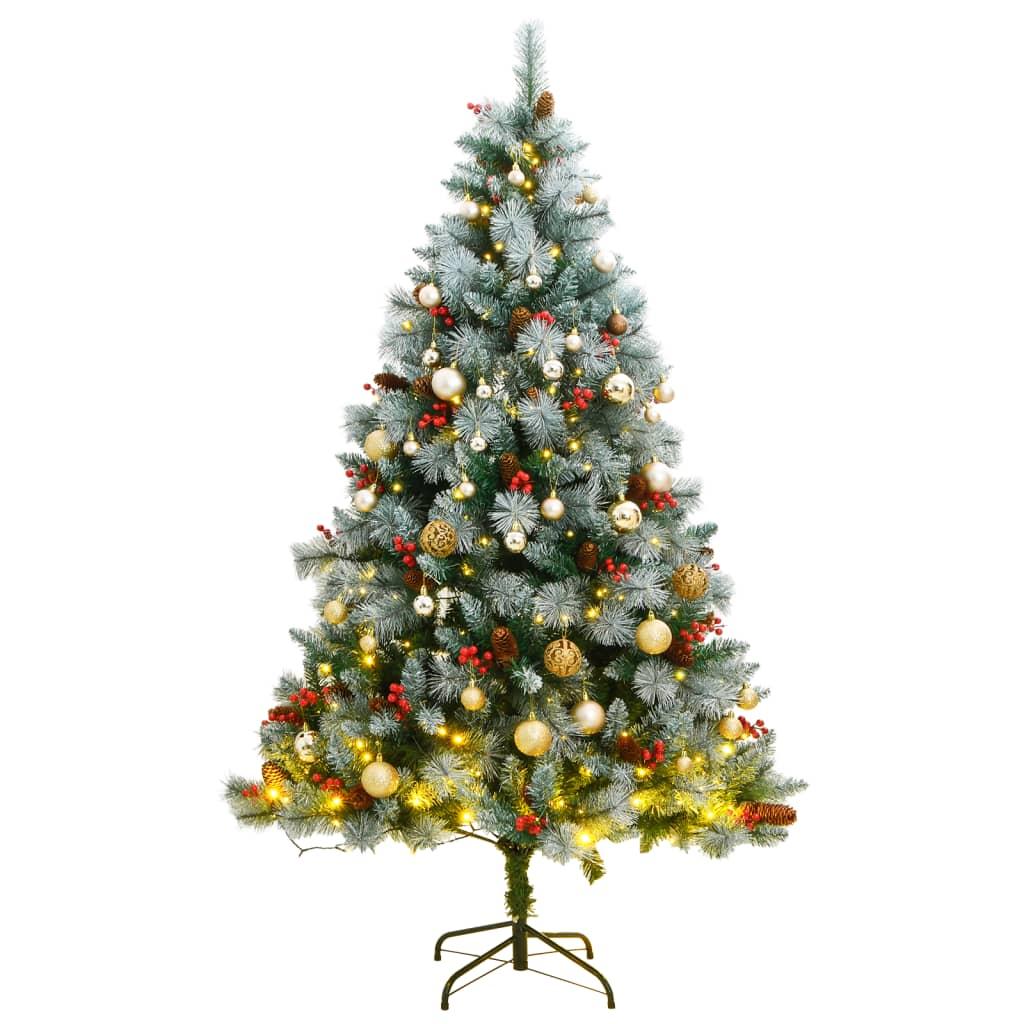 Artificial Hinged Christmas Tree with 300 LEDs &amp; Ball Set 180 cm