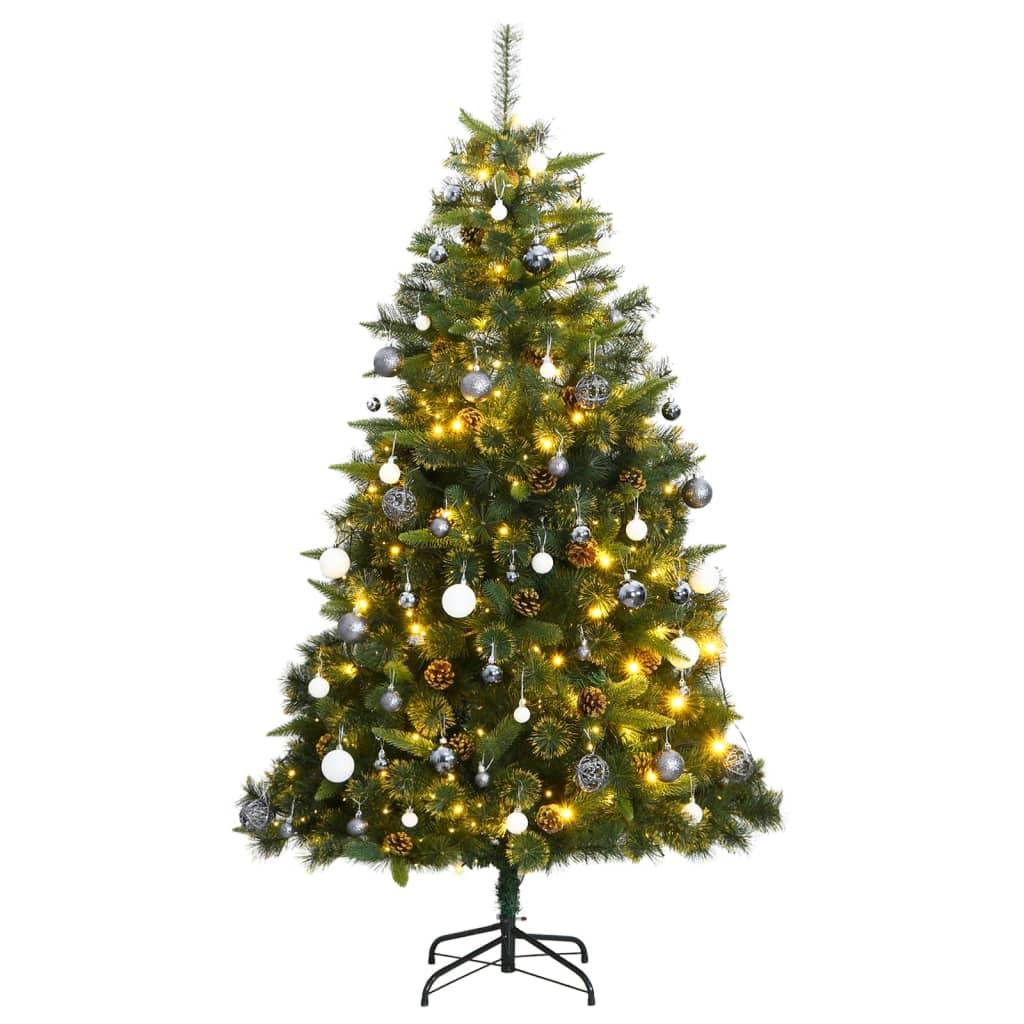 Artificial Hinged Christmas Tree with 300 LEDs &amp; Ball Set 180 cm