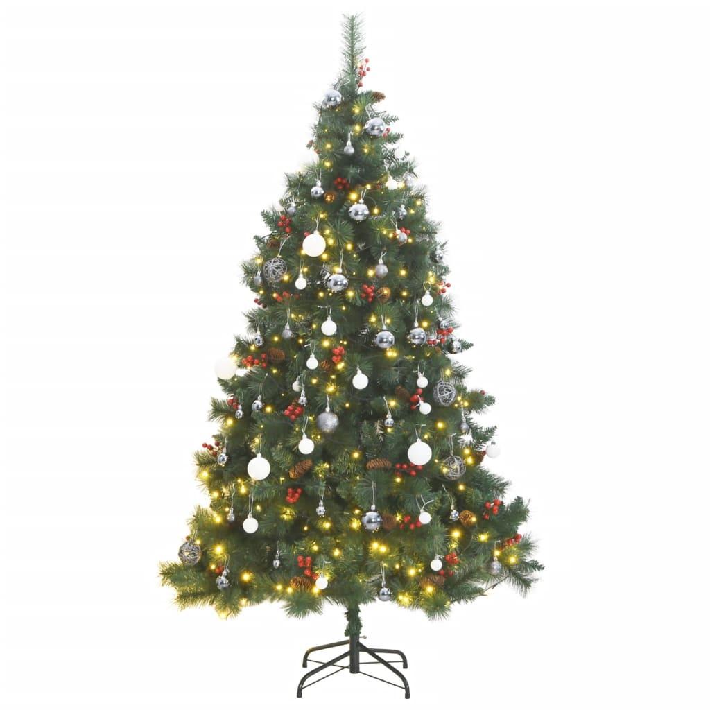 Artificial Hinged Christmas Tree with 300 LEDs &amp; Ball Set 180 cm