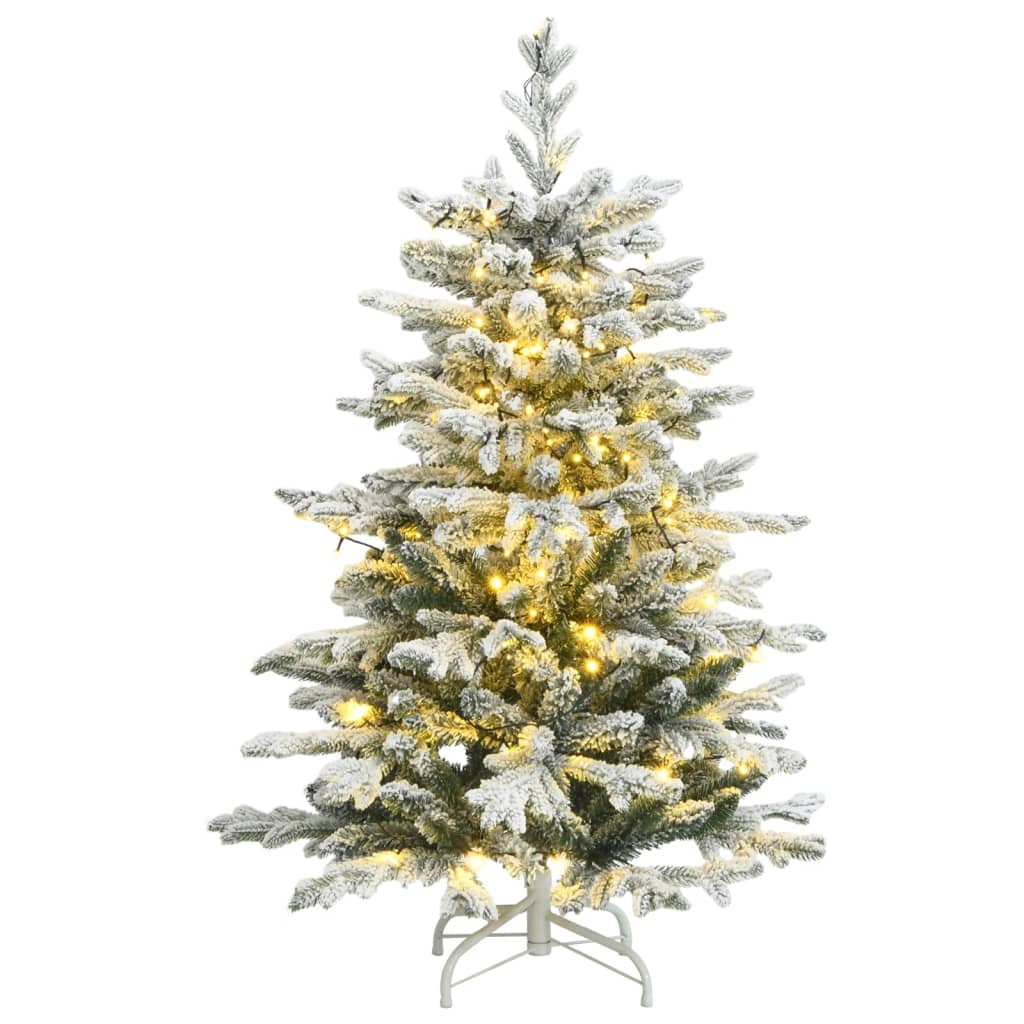 Artificial Hinged Christmas Tree 150 LEDs &amp; Flocked Snow 150 cm