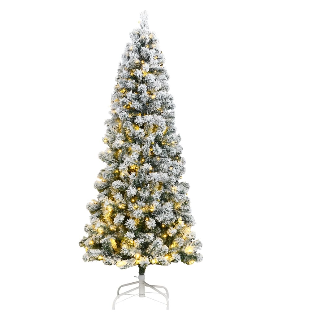 Artificial Hinged Christmas Tree 300 LEDs &amp; Flocked Snow 210 cm