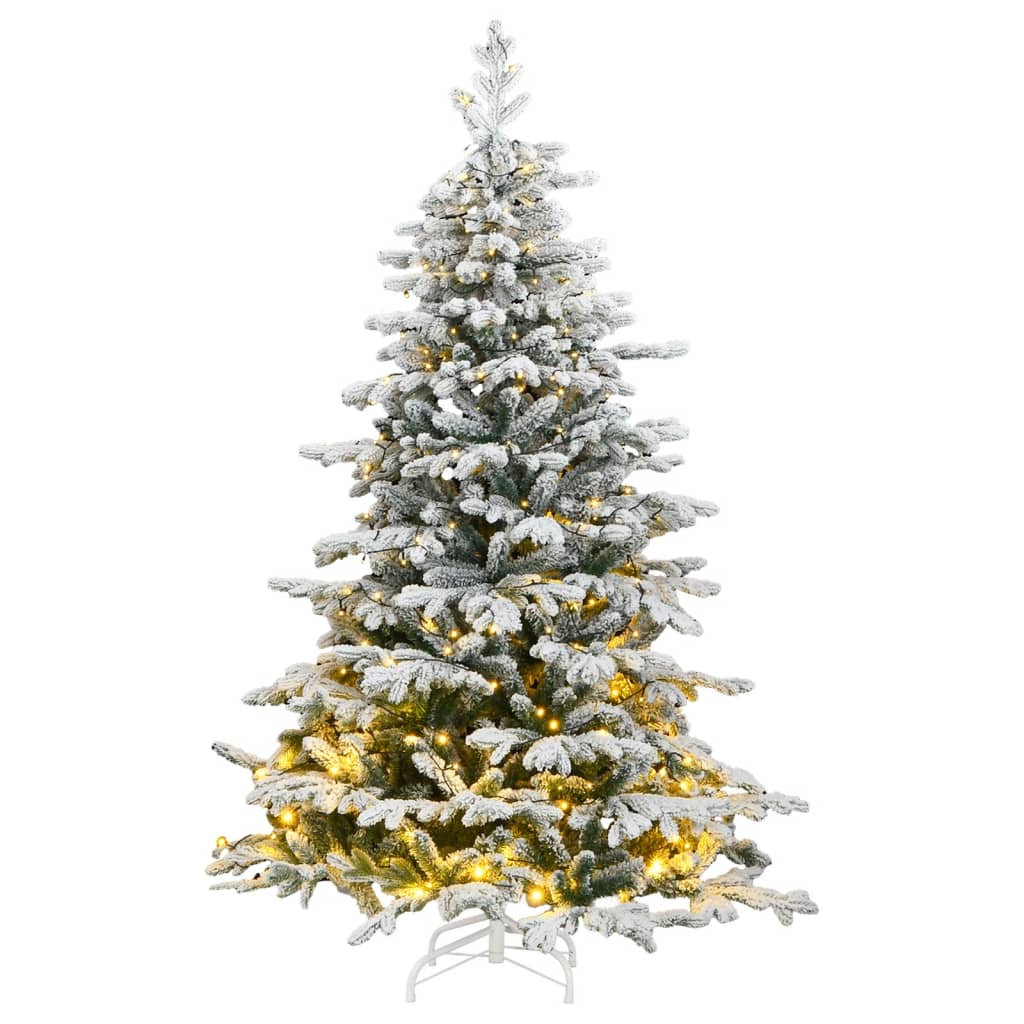 Artificial Hinged Christmas Tree 300 LEDs &amp; Flocked Snow 180 cm