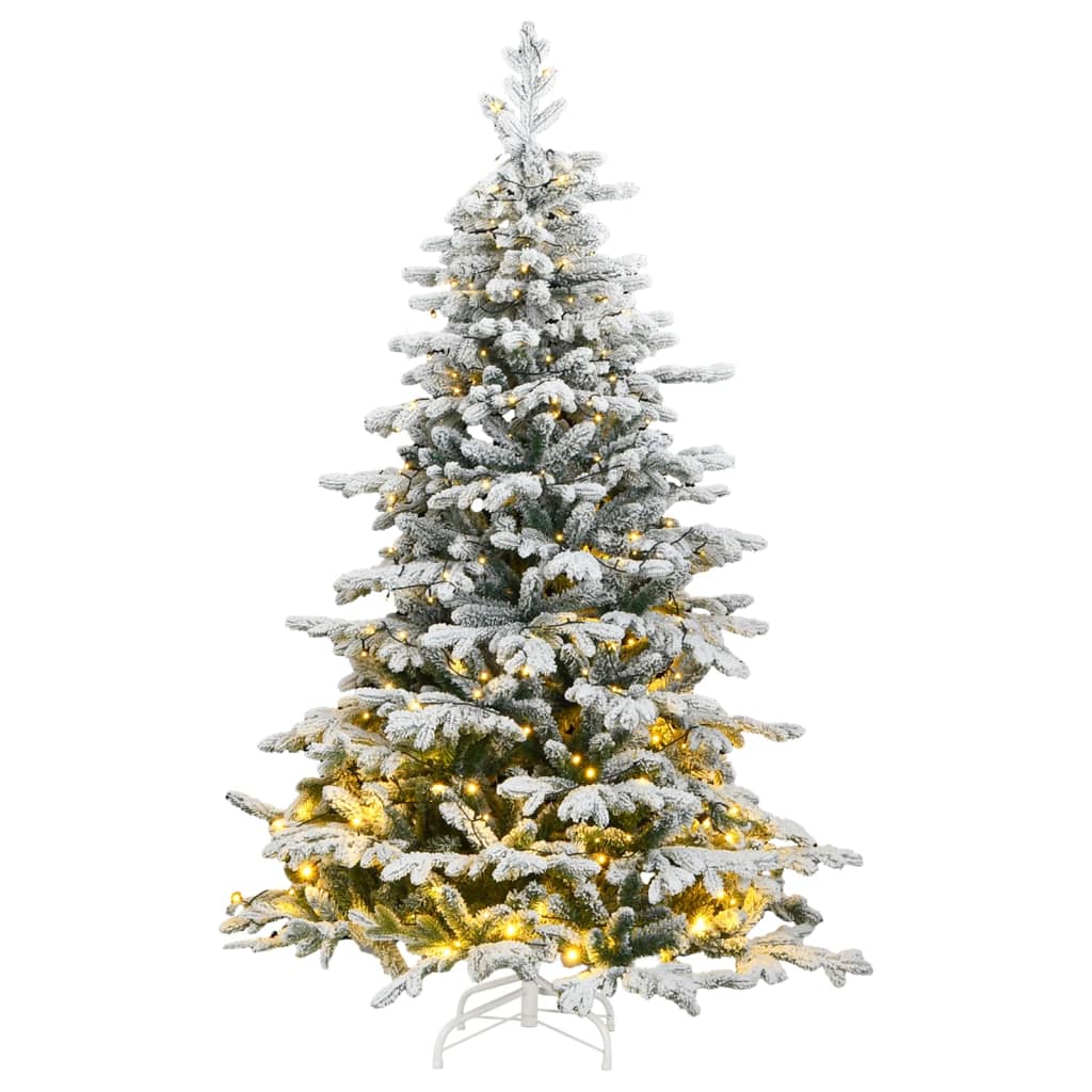 Artificial Hinged Christmas Tree 300 LEDs &amp; Flocked Snow 240 cm