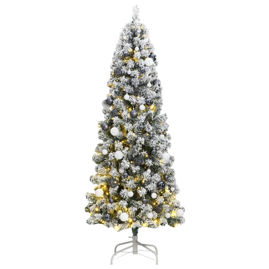 Artificial Hinged Christmas Tree with 300 LEDs &amp; Ball Set 180 cm