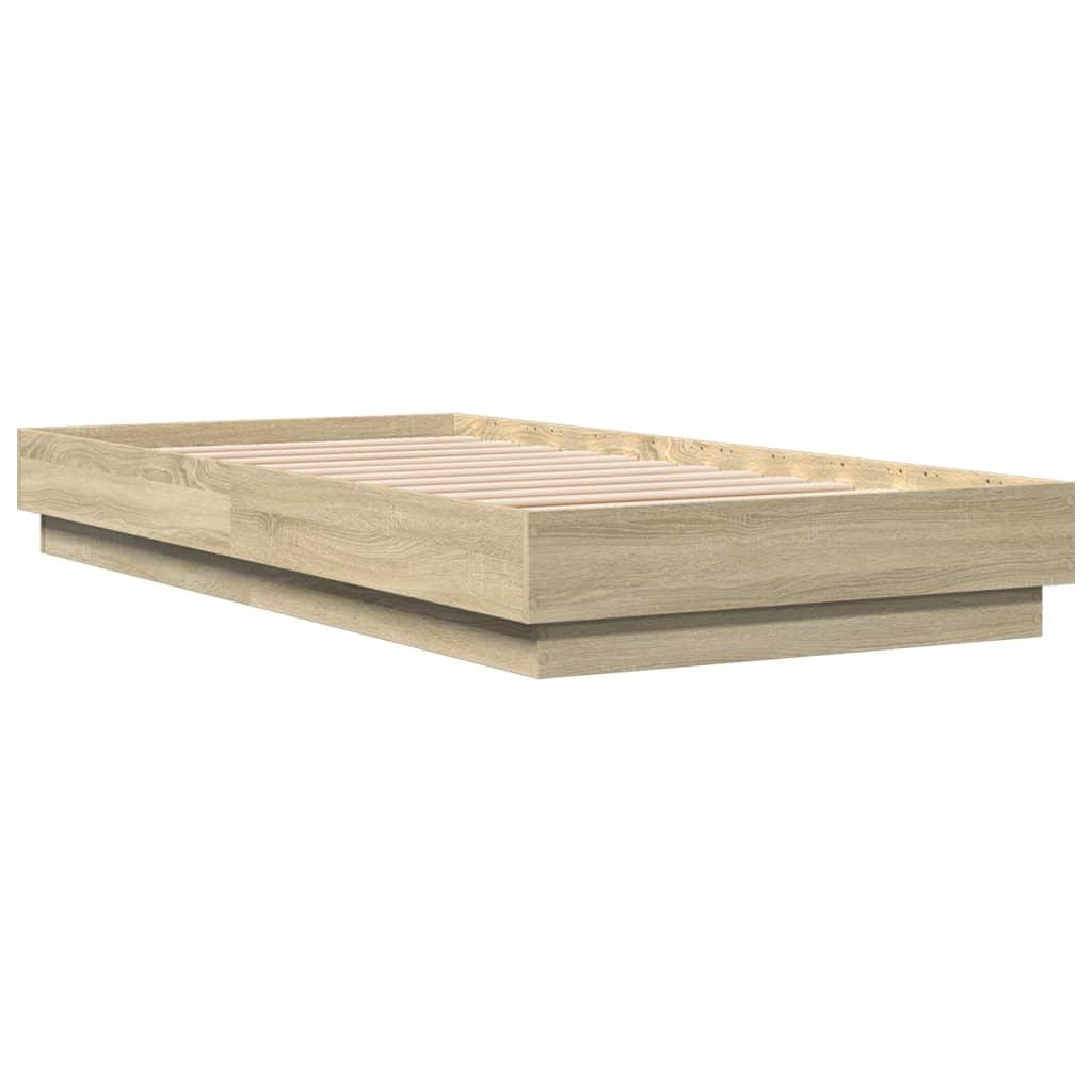 Bed Frame without Mattress with LED Lights Sonoma Oak 90x190 cm