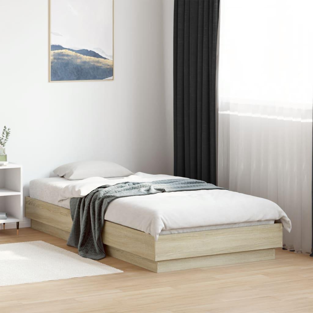 Bed Frame without Mattress with LED Lights Sonoma Oak 90x190 cm
