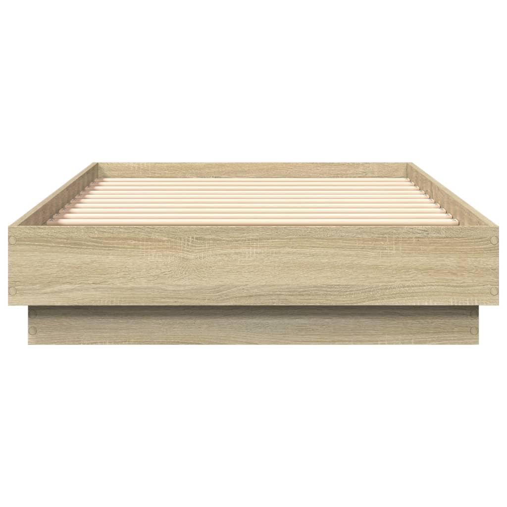 Bed Frame without Mattress with LED Lights Sonoma Oak 90x190 cm