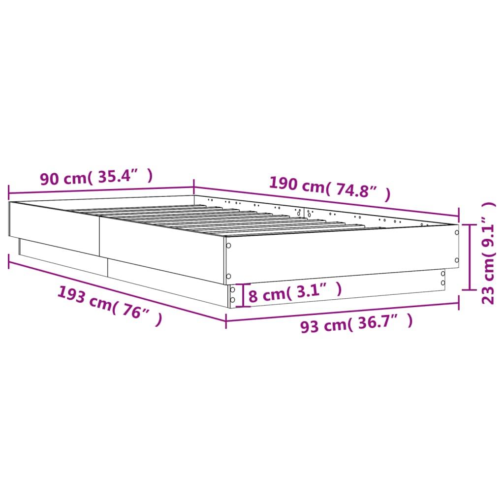 Bed Frame without Mattress White 90x190 cm Engineered Wood