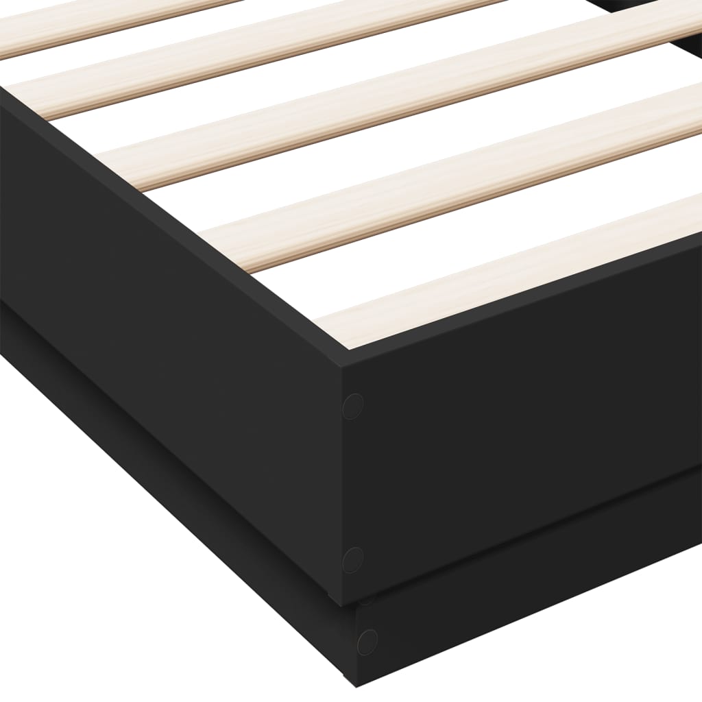 Bed Frame without Mattress Black 90x190 cm Engineered Wood