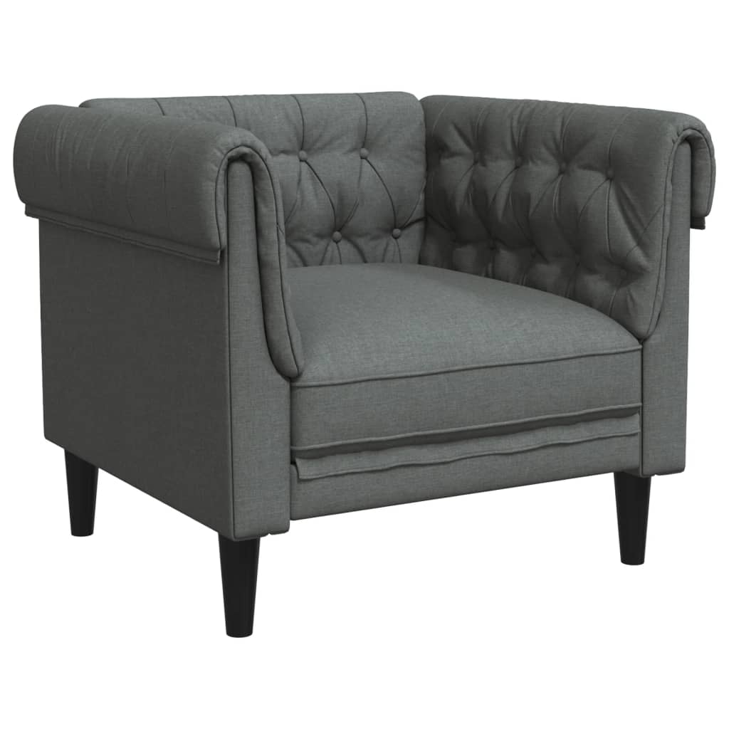 3 Piece Sofa Set Dark Grey Fabric